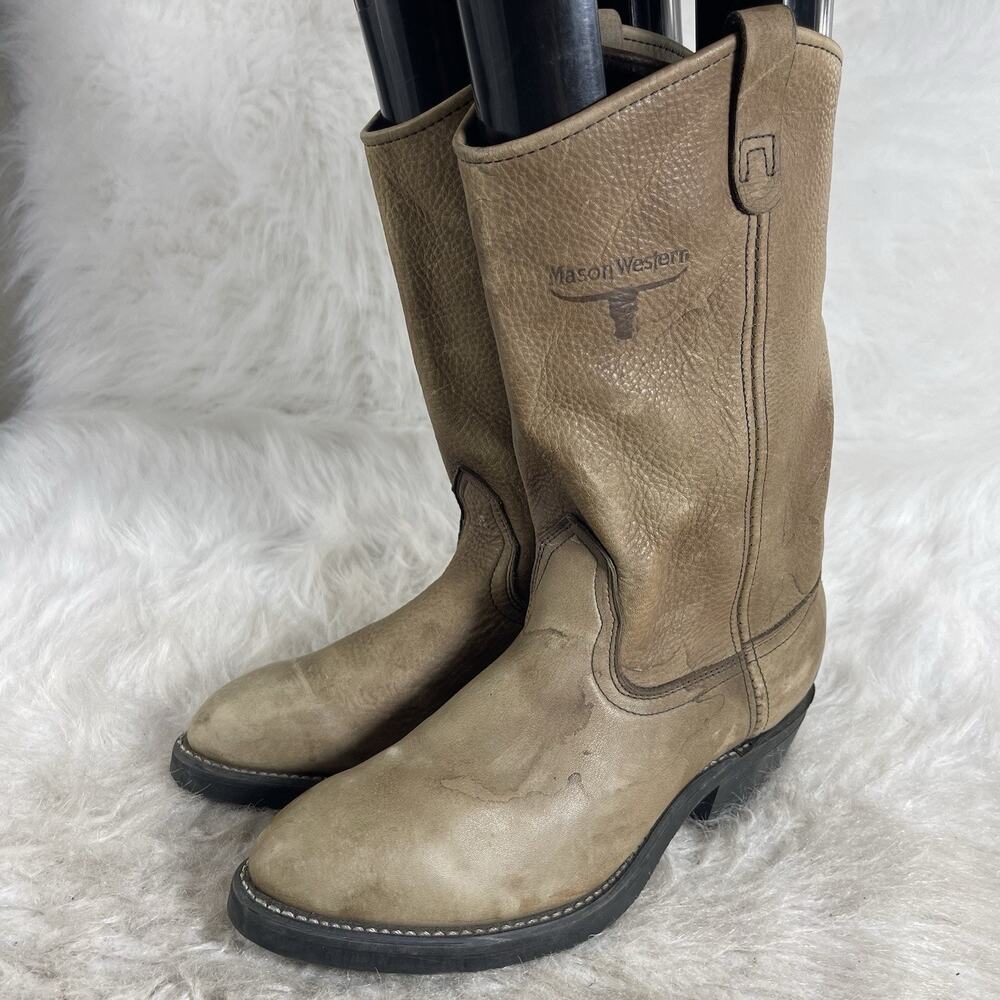 Mason Western 979 Men’s 7D EU38 Tan Leather Vibram USA Cowboy Work Boots￼